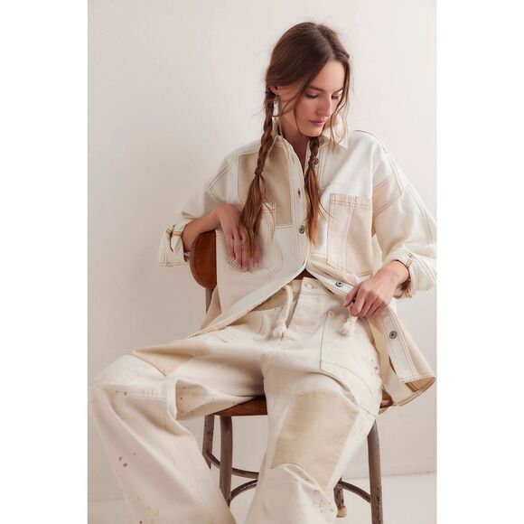 Free People We The Free Ivory Mountain Roads Shirt $225 - Picture 3 of 11